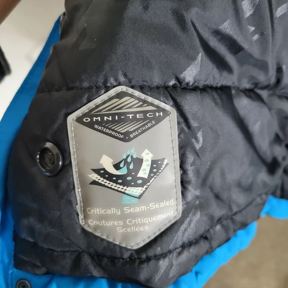 Boy's Columbia Omni-Tech Black and Blue Jacket w Orange Highlights, Size M 10-12